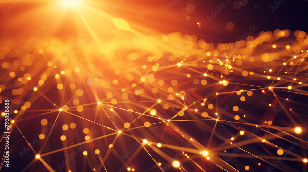 Poster light beams form a sturdy bridge over a network of digital connections, symbolizing strong cybersecu