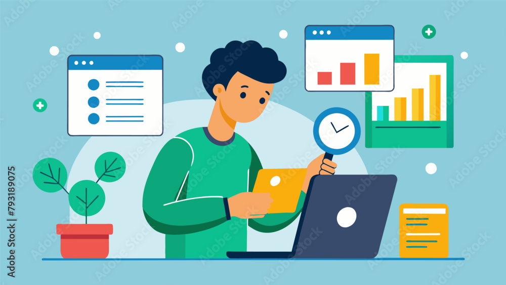 Aufkleber a person checking their credit report and monitoring their financial activity regularly to catch any