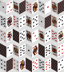 Playing cards colorful accordion fold seamless pattern background. Vector illustration