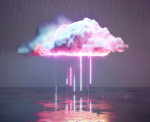 white cloud with neon light in the sky.
