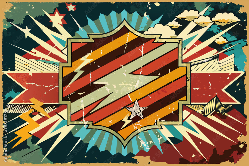 Poster a collage template with a grunge style, featuring distressed textures and rough edges