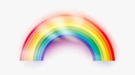 A stylized representation of a colorful rainbow against a clean, white background, giving a minimalistic yet cheerful aesthetic