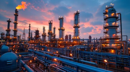 A large industrial plant with many pipes and tanks, AI