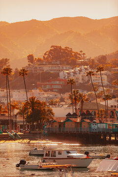 Warm sunset over Avalon, CA