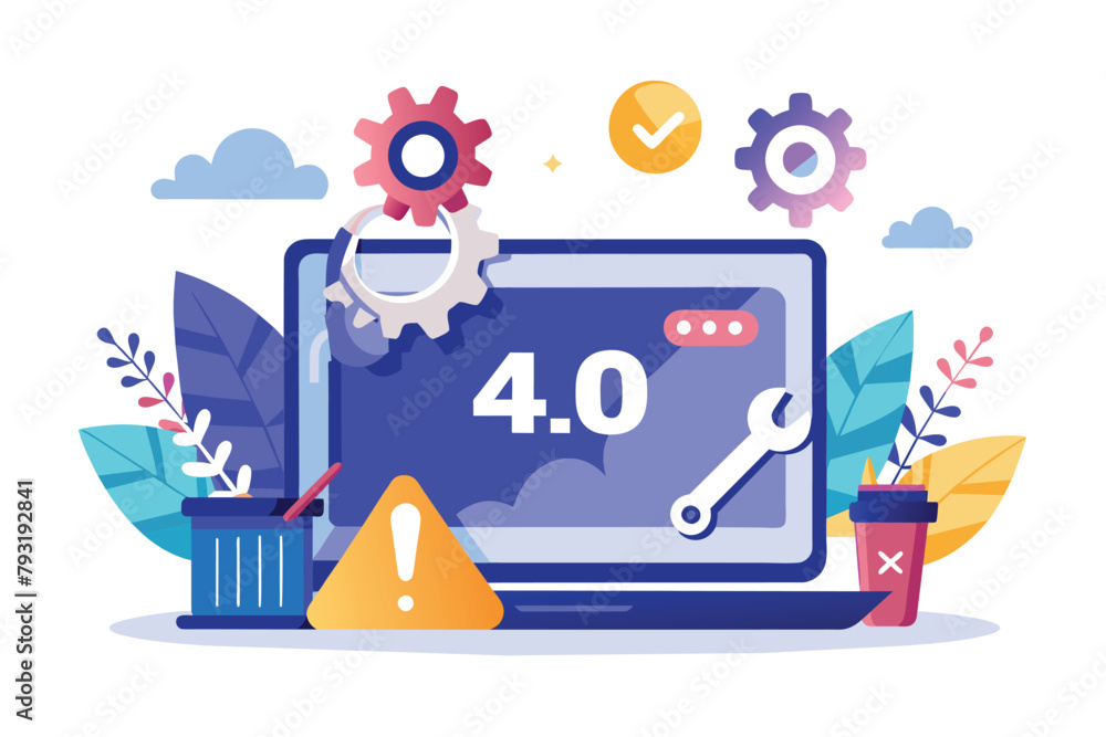 Poster computer screen showing the number 40, internet repair service 404 error page error or internet prob