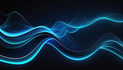 Abstract Blue Neon Light Waves Background
