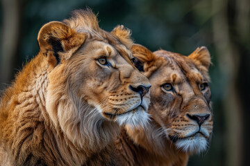 Fototapeta premium Majestic African lion couple