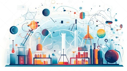 Artistic interpretation of a scientific setup blending abstract and realistic elements in a modern design