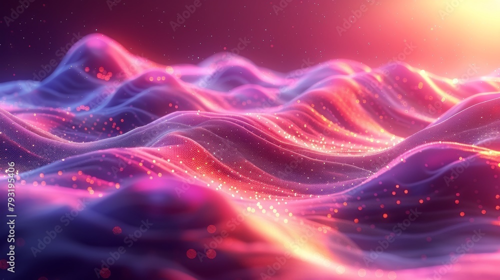 Poster an abstract image of a wave pattern with bright lights, ai