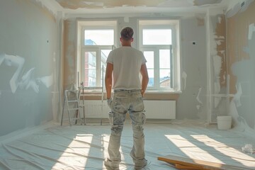 Fototapeta premium Home Improvement: Preparing Room for Painting