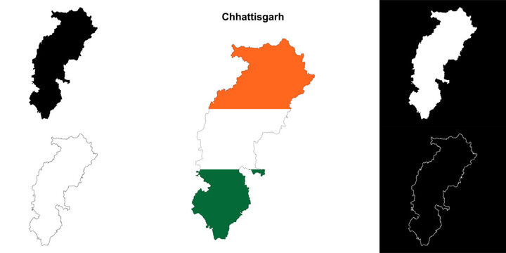 Chhattisgarh state outline map set