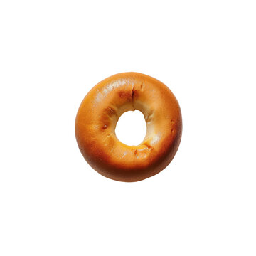 A solitary bagel sits unaccompanied against a transparent background
