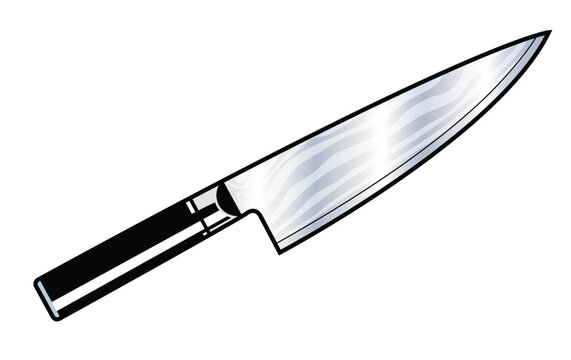japanese style gyuto chef knife damascus steel icon isolated on transparent background vector