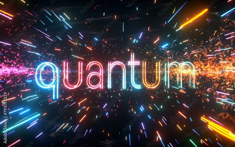 Poster quantum text with dynamic light particles
