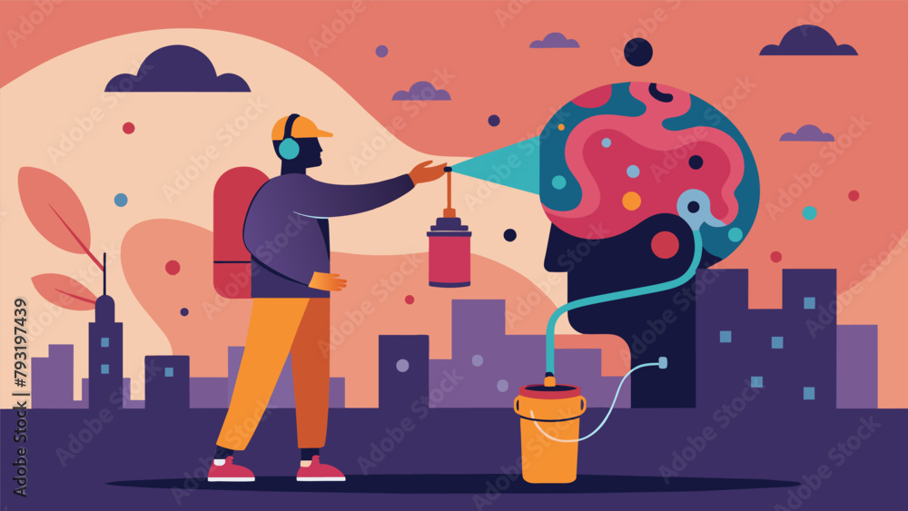 Poster a street artist uses mindcontrolled spray paint to create a largescale mural with each stroke guided