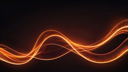 Abstract Orange Neon Light Waves Background