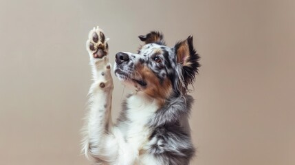 Australian shepherd dog high five