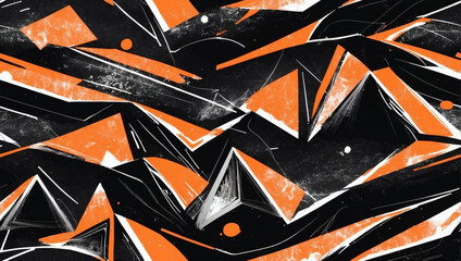 Abstract Seamless Orange and Black Grunge Pattern