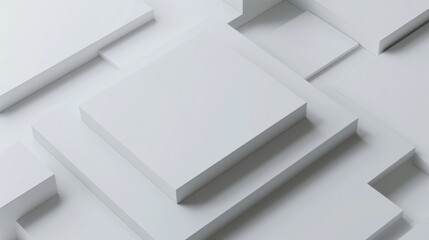 Minimal Abstract Background. Three-dimensional Geometric Blank Square Cards on Dais
