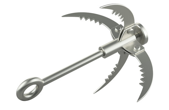 Grappling Hook, Foldable grappling hook, 3D rendering isolated on transparent background