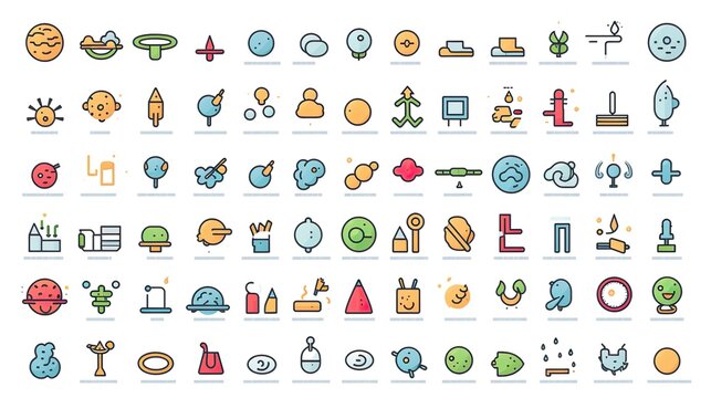 A vibrant collection of various flat icons representing a range of concepts, suitable for multiple design applications