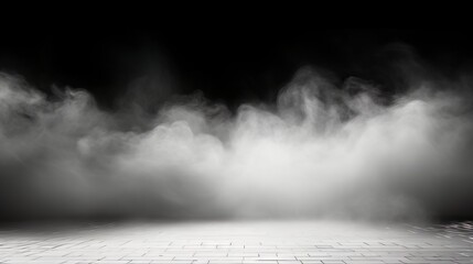 This image displays a stage with illuminated flooring engulfed in mist, creating a sense of mystery and anticipation