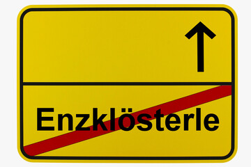 Illustration eines Ortsausgangsschildes von Enzklösterle in Baden-Württemberg	 - obrazy, fototapety, plakaty