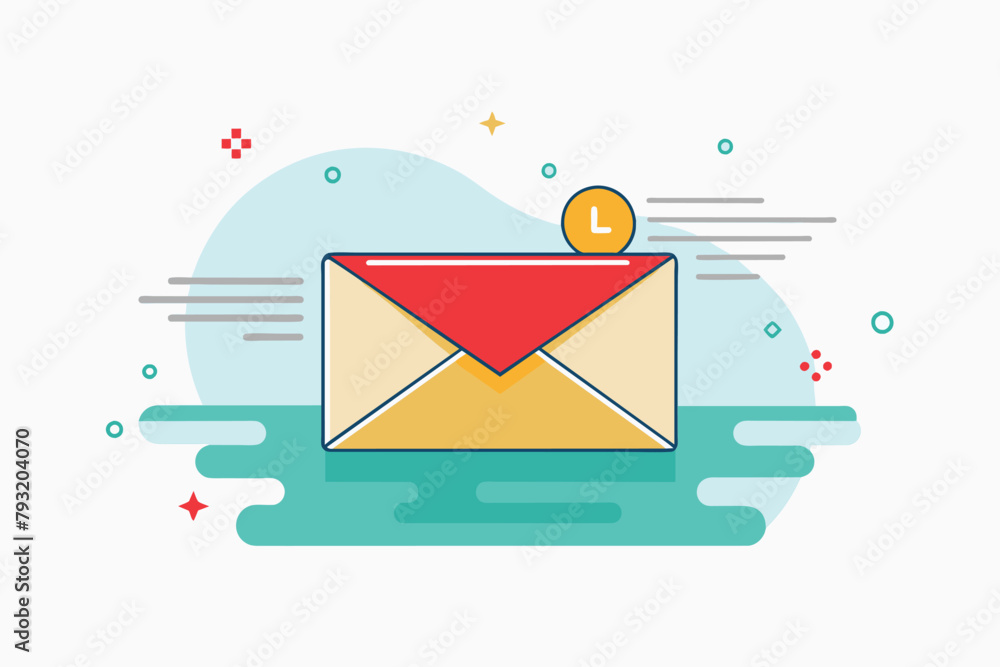 Poster an envelope with a coin visibly emerging from it, representing a mail sent concept in a simple and m