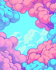 Abstract halftone comics background - Modern design clouds in pop colors banner - 793204802
