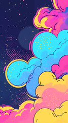 Abstract halftone comics background - Modern design clouds in pop colors banner - 793204809