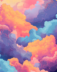 Abstract halftone comics background - Modern design clouds in pop colors banner - 793204873