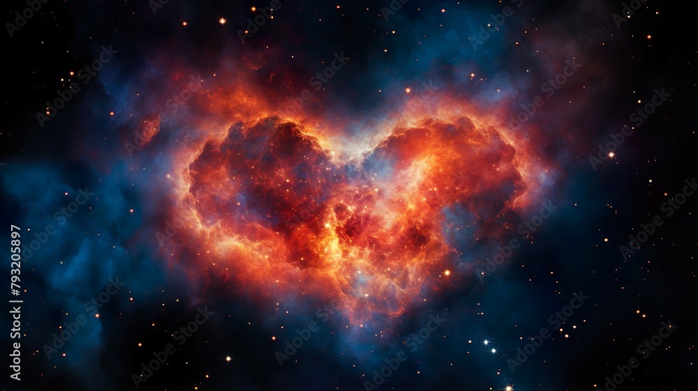 Canvas Prints heart-shaped nebula with a hypnotic blend of colors set against a backdrop of stars in deep space