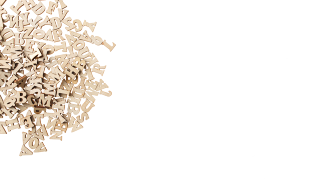 wooden letters of the English alphabet on an isolated background close-up