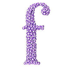 Symbol made of purple volleyballs. letter f