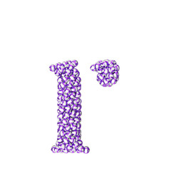 Symbol made of purple volleyballs. letter r