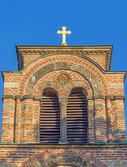 Cross at Top of Lazarica Church Tower in Krusevac Town Park Serbia