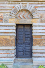 Closed Black Door at Lazarica Church Tower in Krusevac Serbia