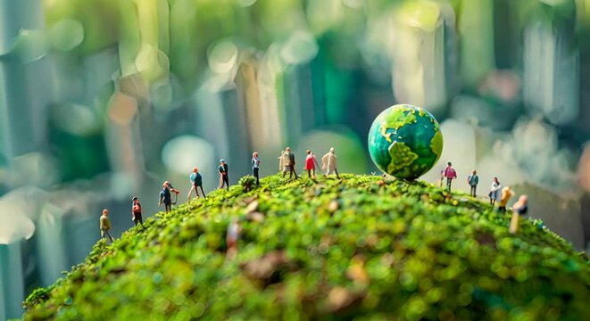 eco sustainable corporate miniature macro photography tilt shift office green lens clean energy earth world future environment business emissions safety CSR responsibility friendly carbon neutral 