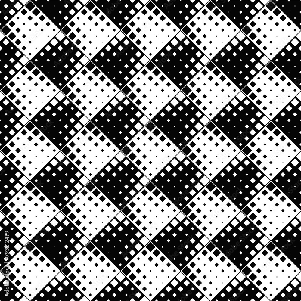 Poster geometrical monochrome square pattern background - abstract black and white vector design from diago