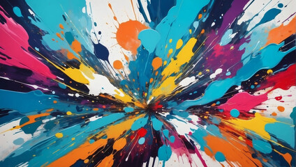 Expressive Colorful Splashes, Abstract Art Painting Texture. Modern Futuristic Pattern. Bright Multicolor Background.