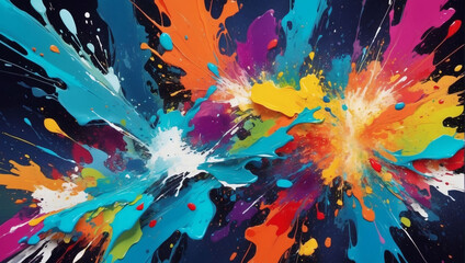 Expressive Colorful Splashes, Abstract Art Painting Texture. Modern Futuristic Pattern. Bright Multicolor Background.