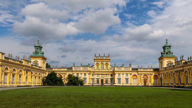 Panoramic view of the Wilanów Royal Palace, Warsaw, Poland