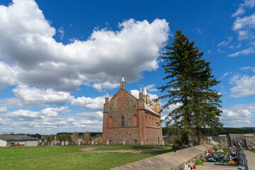 Old ancient catholic church of St Michael in Gnezno, Grodno region, Belarus.