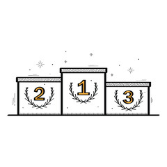 Hand Drawn Winners Podium Icon Vector Design.