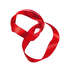 A red ribbon for gift wrapping set against a transparent background