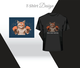 Cat boxer t shirt design.