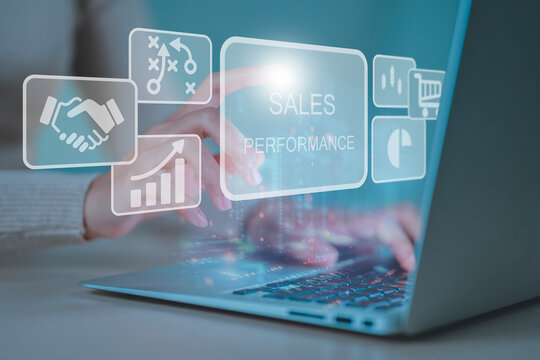 Sales performance management concept. Improve sales efficiency, increase sales and business growth, agile CRM, Strategic Decision Making for Operations Management.
