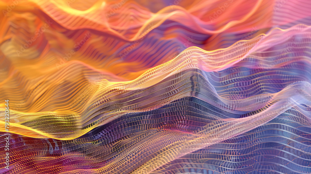 Poster a fractal image featuring a colorful array of shapes and sizes, including a triangle, a square, a r