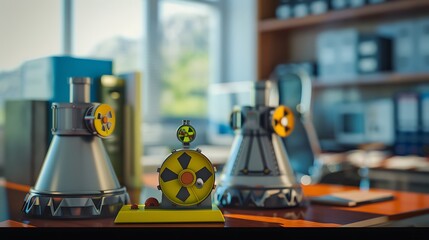 Fototapeta premium Balancing Act: Nuclear Power Station Amidst Environmental Concerns, ESG Priorities, and Sustainable Solutions - Ultrawide Banner Illustrating Energy Challenges and Innovations