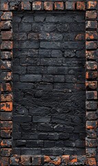 Black brick wall with a clean, modern pattern and minimalist design.
